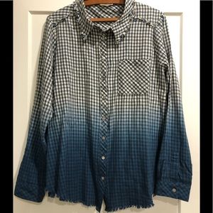 HUMMINGBIRD Ombré plaid shirt size large
